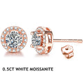 1 Carat D Color Moissanite Stud Earrings 18K Gold Plated 925 Silver 0.5 CT (5.0 mm each) rose gold