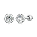 0.1 Ct Moissanite Stud Earrings 925 Sterling Silver Round Bridal Jewelry Round Screw-Back