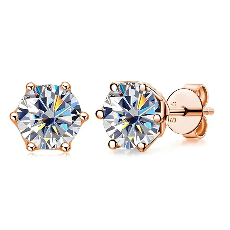 0.5-1ct D Color Moissanite Stud Earrings 925 Sterling Silver Gold Plated 8h8a