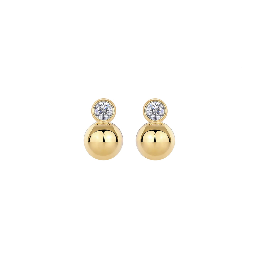 0.5ct x2 Moissanite Orb Stud Earrings S925 Sterling Silver 18K Gold Plated 0.5ct each