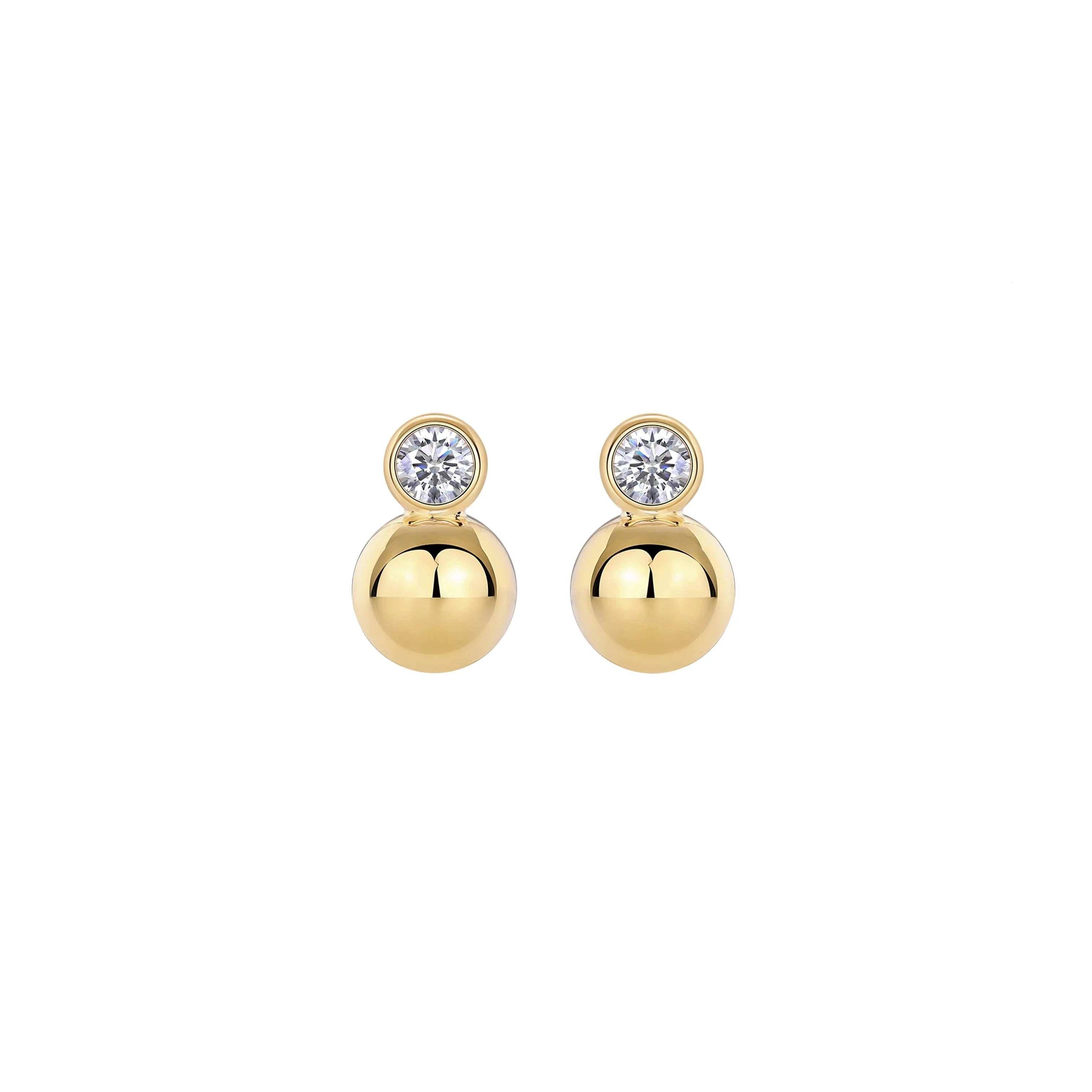 0.5ct x2 Moissanite Orb Stud Earrings S925 Sterling Silver 18K Gold Plated 0.5ct each