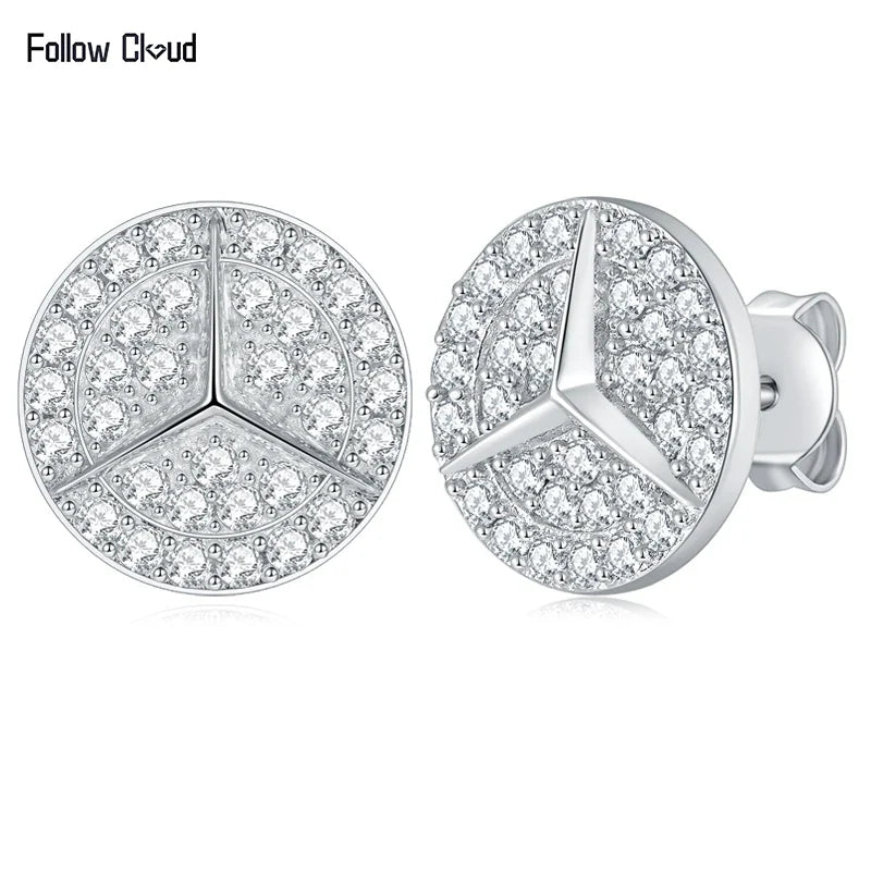 0.8ct Round Star Cut Moissanite D Color Halo Rhodium 925 Sterling Silver Studs 0.8ct each