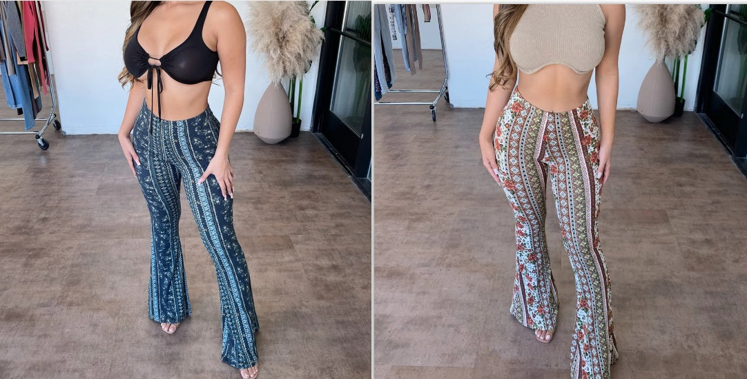 High Elastic Tight Pants Slim Sexy Print Trousers Womens Clothing Blue and color S