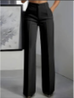 New Cross-border European And American Women's Solid Color Suit Pants Wide-leg Trousers Black