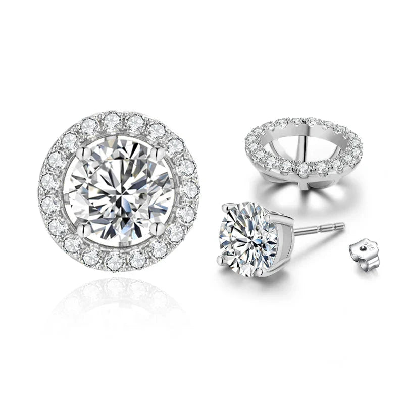 1.0 Ct Moissanite D Color Detachable Stud Earrings 925 Sterling Silver Silver