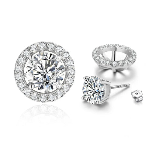 1.0 Ct Moissanite D Color Detachable Stud Earrings 925 Sterling Silver Silver