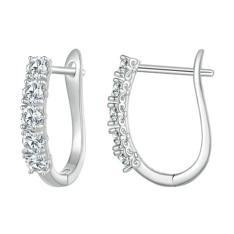 1.0CT Moissanite U-Shaped 925 Sterling Silver Hoop Earrings For Women Gift silver