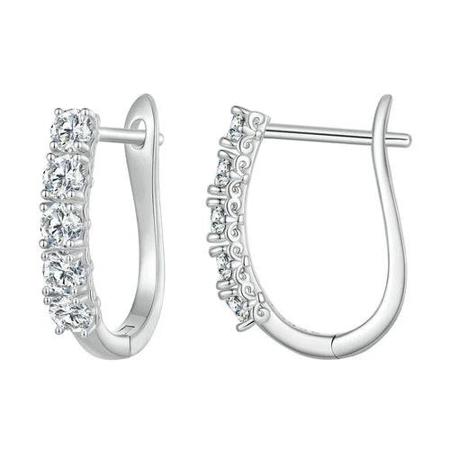 1.0CT Moissanite U-Shaped 925 Sterling Silver Hoop Earrings For Women Gift silver
