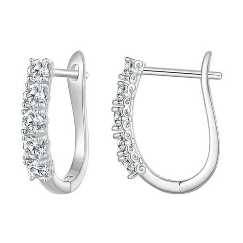 1.0CT Moissanite U-Shaped 925 Sterling Silver Hoop Earrings For Women Gift