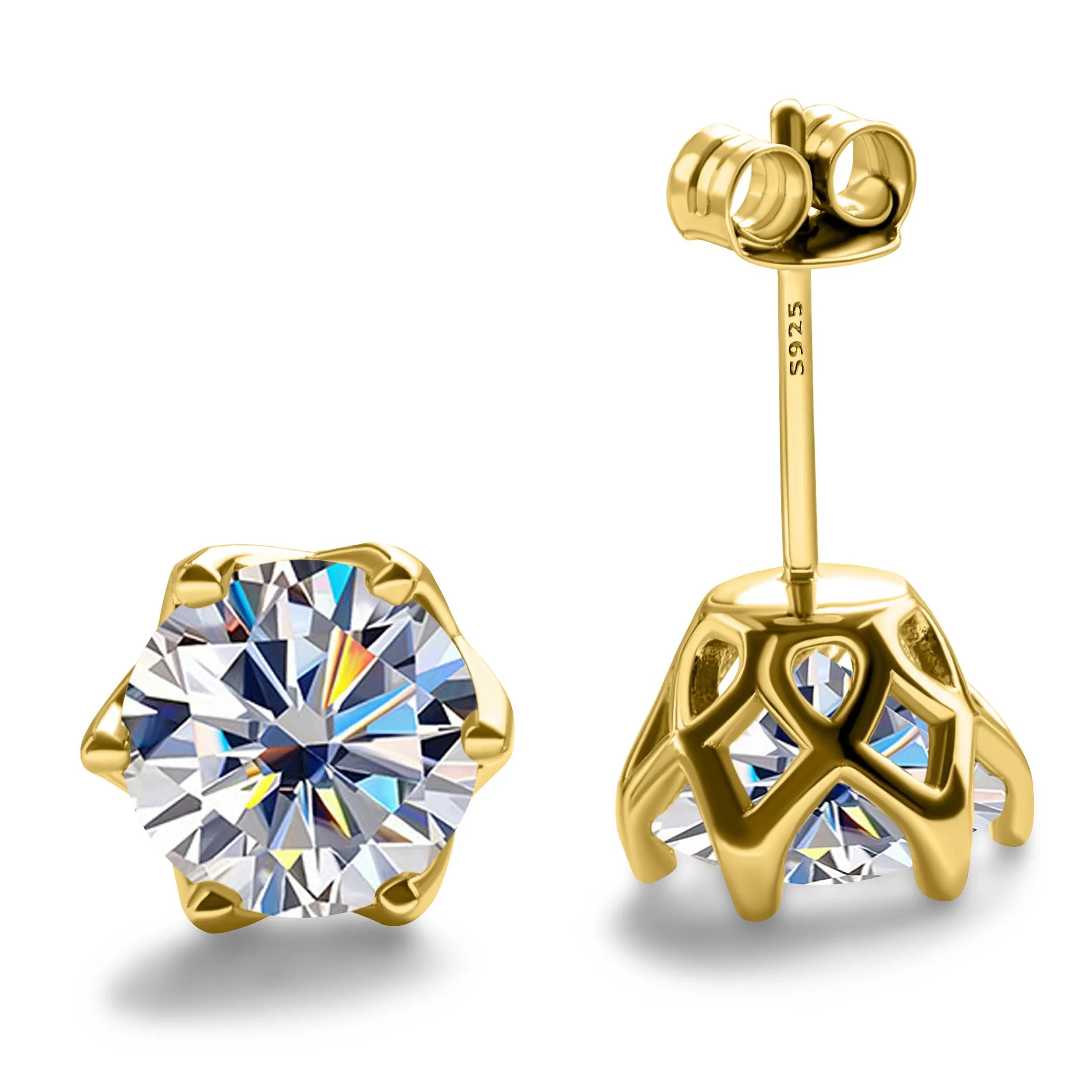 1-2 Carat D Color Moissanite Earrings 925 Sterling Silver Studs For Women white
