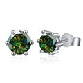 1-2 Carat D Color Moissanite Stud Earrings 925 Sterling Silver Wedding dark green