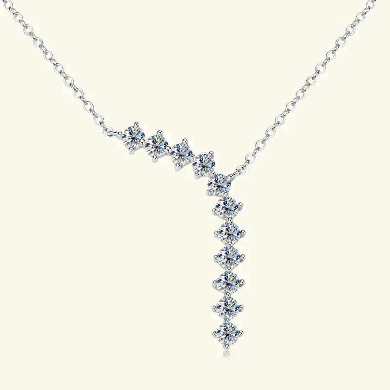 1.7ct Moissanite Necklace And Earrings Set 925 Sterling Silver Y Pendant D