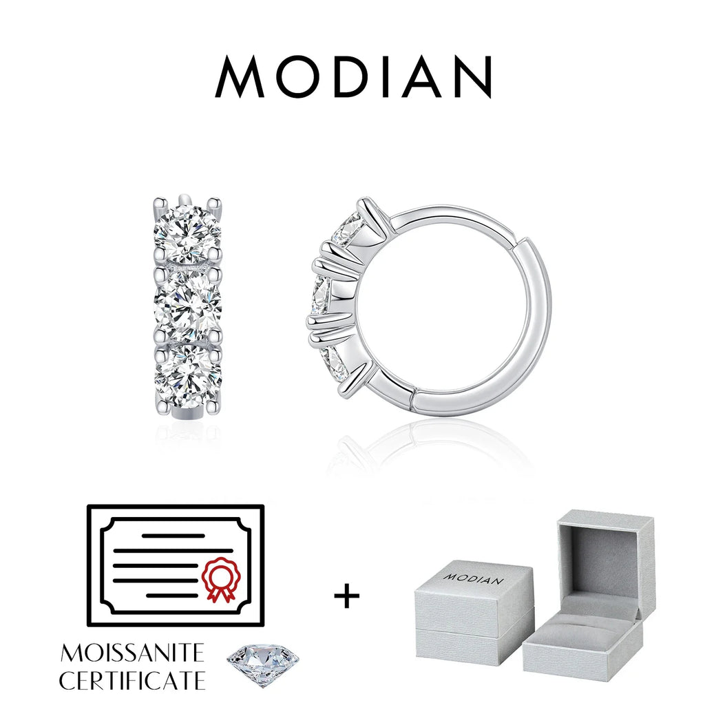 1.8ct High Clarity Moissanite Geometric Hoop Earrings 925 Sterling Silver Geometric Hoop
