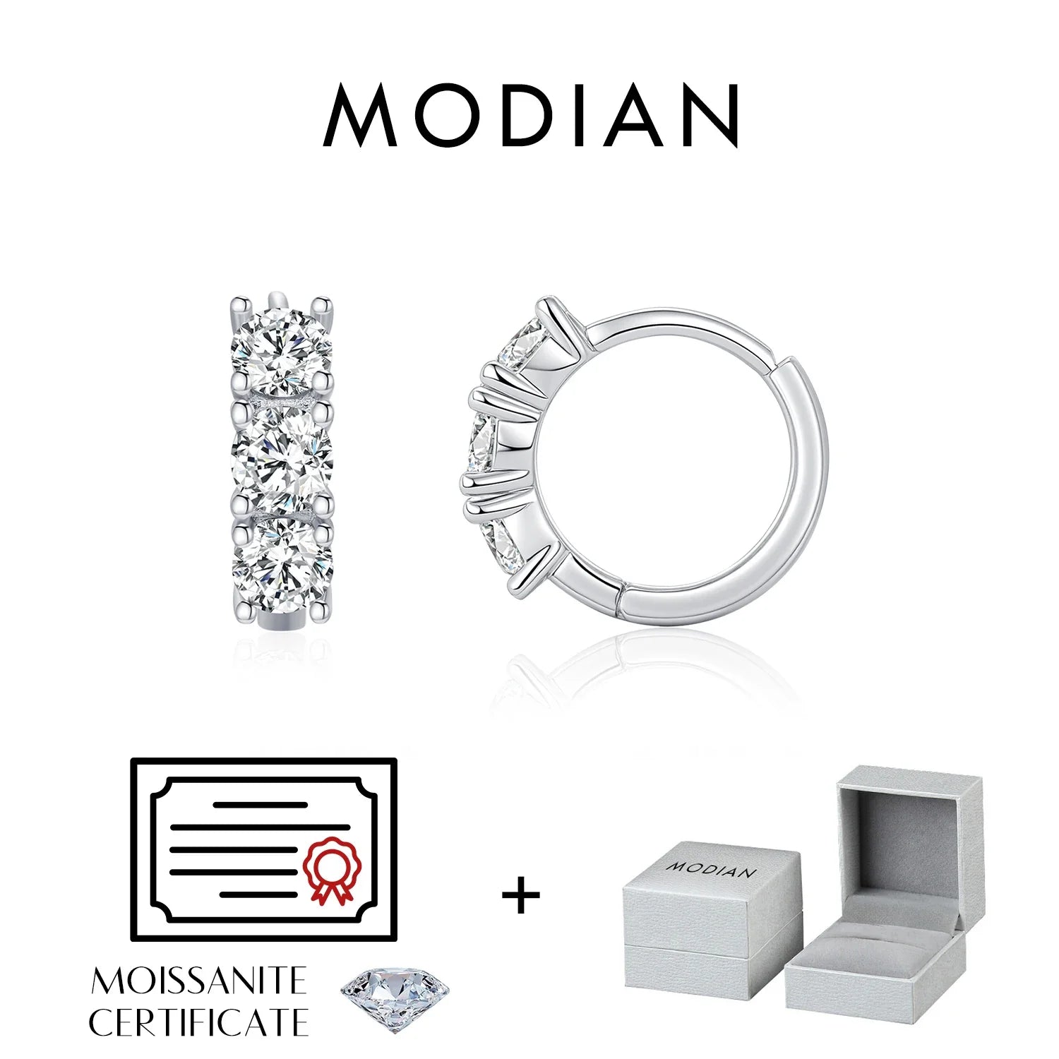 1.8ct High Clarity Moissanite Geometric Hoop Earrings 925 Sterling Silver Geometric Hoop