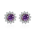 1 Ct D Color Moissanite Earrings 925 Sterling Silver Sunflower Studs For Women Wedding purplish red 1.0 ct each