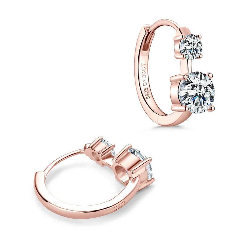 1.30ct D Moissanite Hoop Stud Earrings 925 Sterling Silver Mini Hoops Women