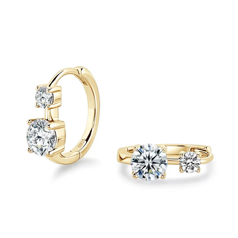 1.30ct D Moissanite Hoop Stud Earrings 925 Sterling Silver Mini Hoops Women Yellow Gold Colored Silver