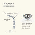 1.7ct Moissanite Necklace And Earrings Set 925 Sterling Silver Y Pendant D silver necklace