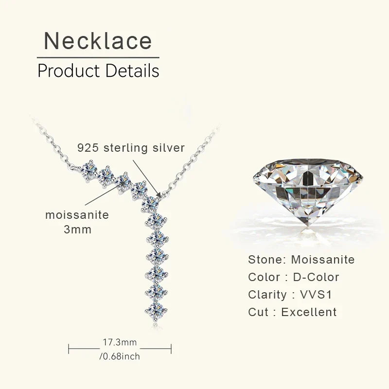 1.7ct Moissanite Necklace And Earrings Set 925 Sterling Silver Y Pendant D silver necklace