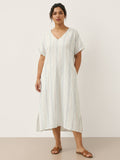 100% Linen Back-Tied Waist Maxi Dress HANA Breeze Blue