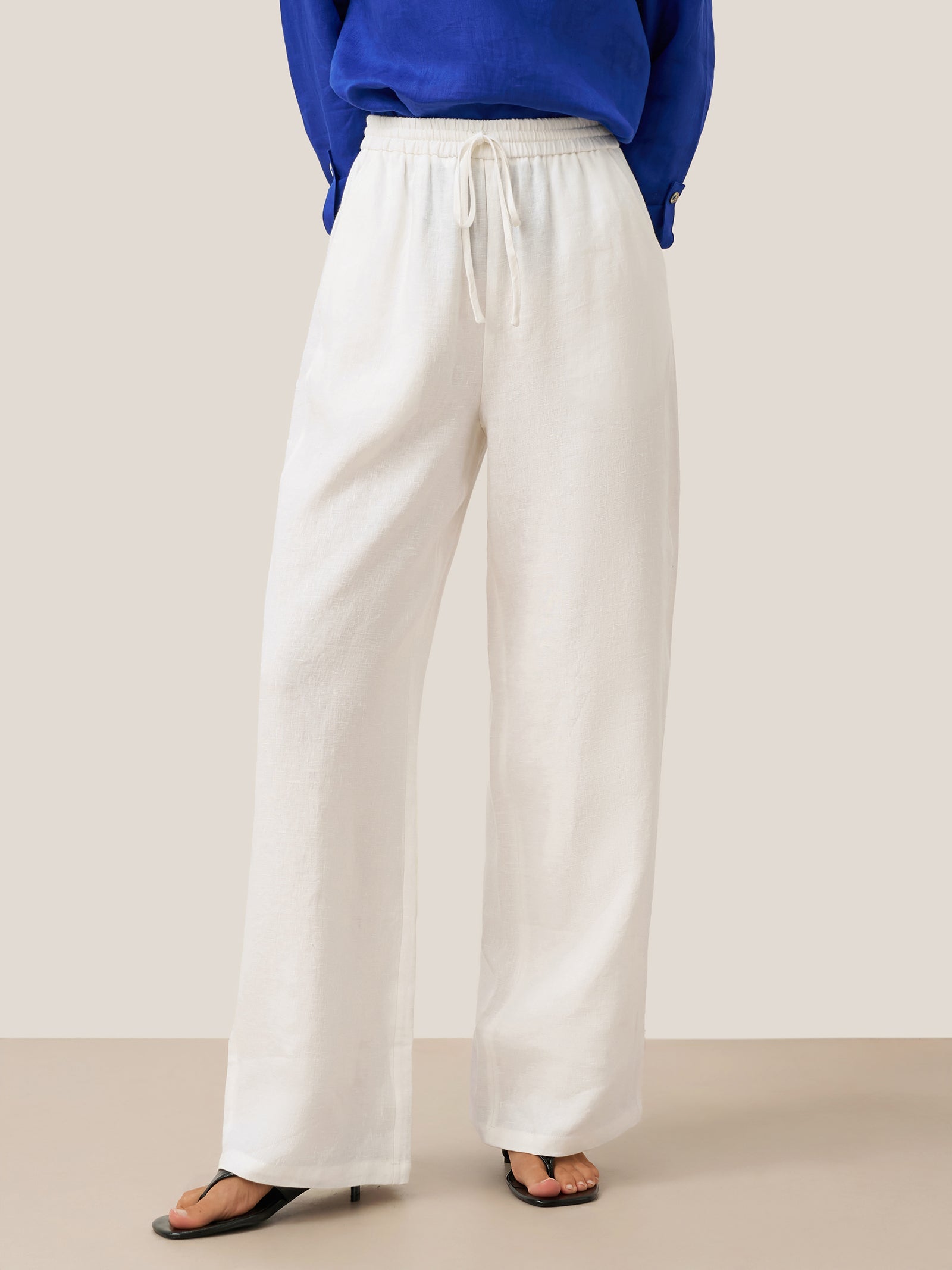 100% Linen Classic Pants LYON Optic White