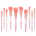 10 Crystal makeup brushes with diamond handle Pink