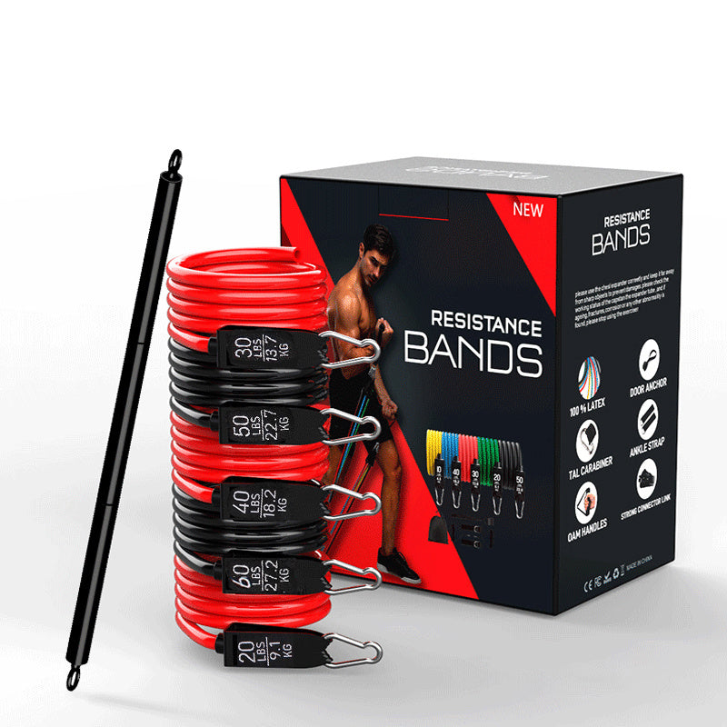 Latex Pull Rope Resistance Bands NEW 11pc 200pounds set Great