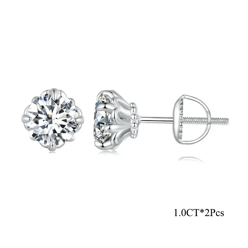 0.5/1ct D Color VVS1 Moissanite Stud Earrings S925 Sterling Screw Back 1ct each