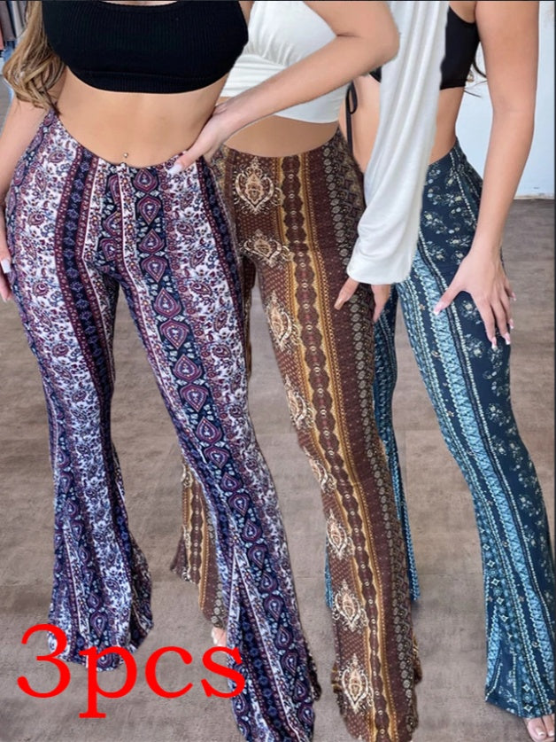 High Elastic Tight Pants Slim Sexy Print Trousers Womens Clothing Set2