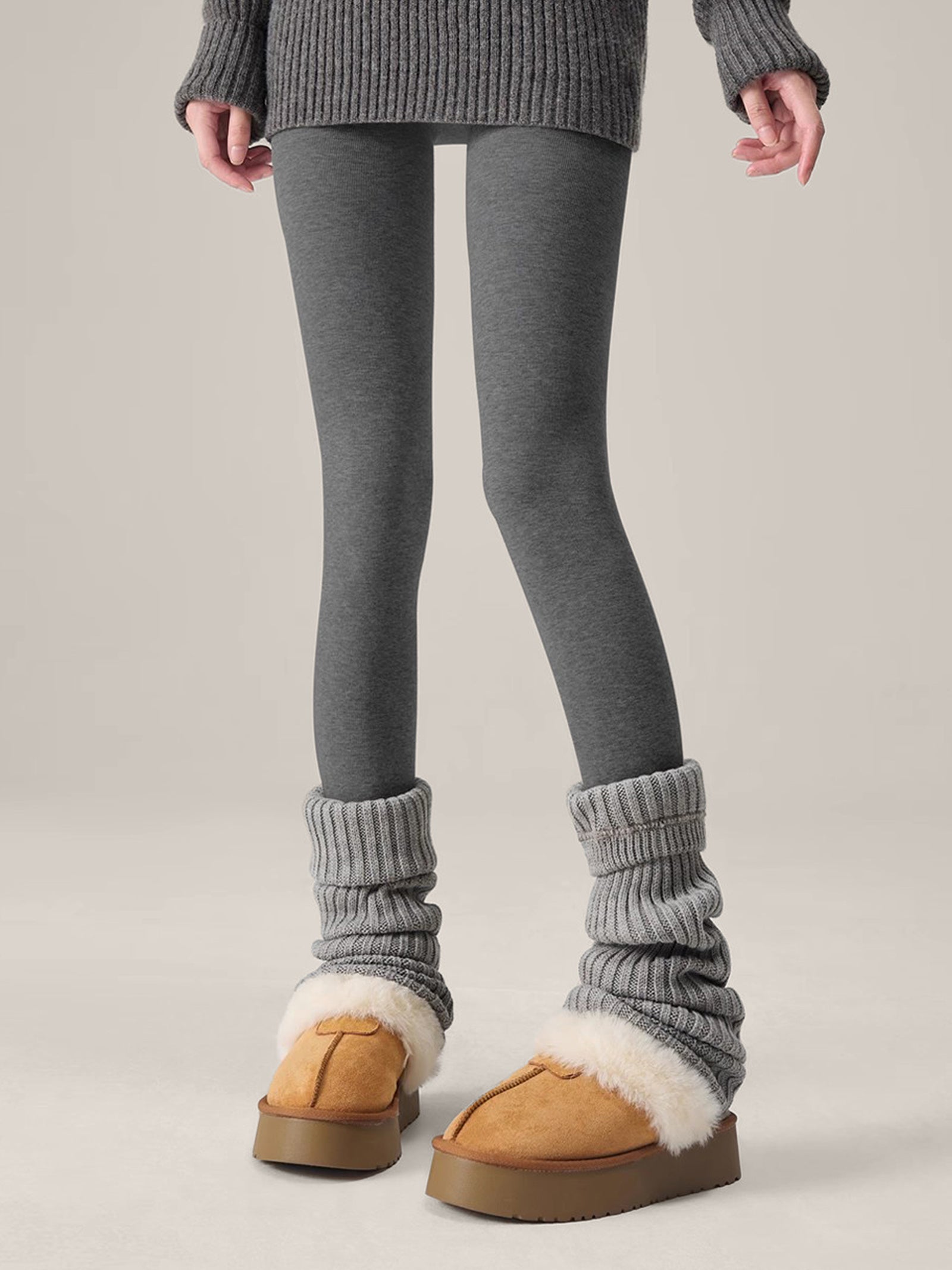 Wool Blend Lightweight Slimming Footed Tights Grey One Size