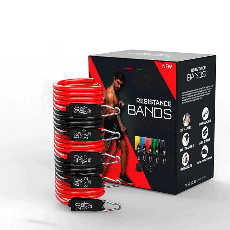 Latex Pull Rope Resistance Bands NEW 11pc 200pounds set