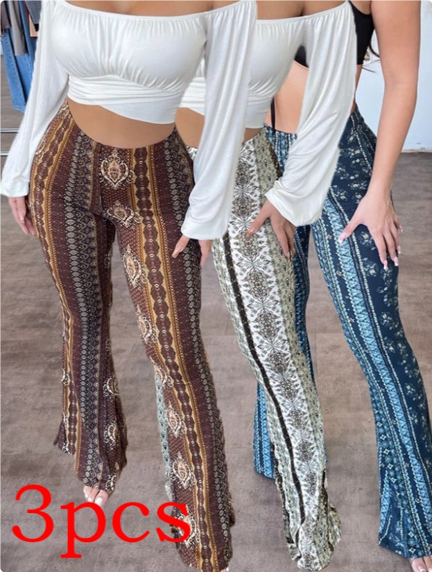 High Elastic Tight Pants Slim Sexy Print Trousers Womens Clothing Set1