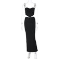 Women's Clothing Spaghetti Straps Chest Wrap Fashion Hip Suit Black