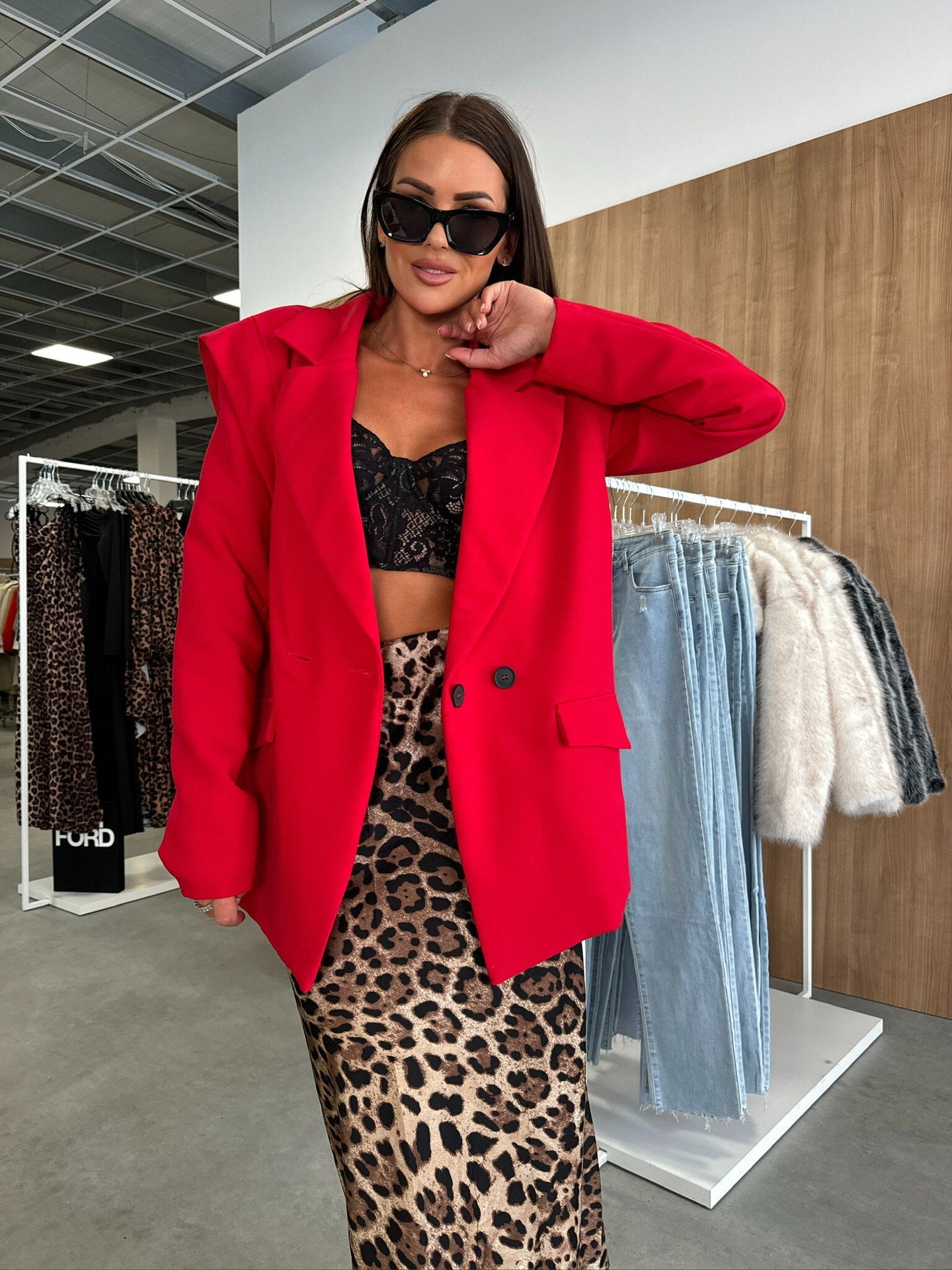 Solid Color Fashion Casual Small Suit Coat For Women Red