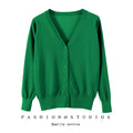 Women's Slim-fit SpringAutumn Plus-size Knitted Cardigan Green