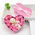 10 Soap Flower Rose Gift Box Bear Christmas Girlfriend Birthday Wedding Gift for Valentine's Day Pink color