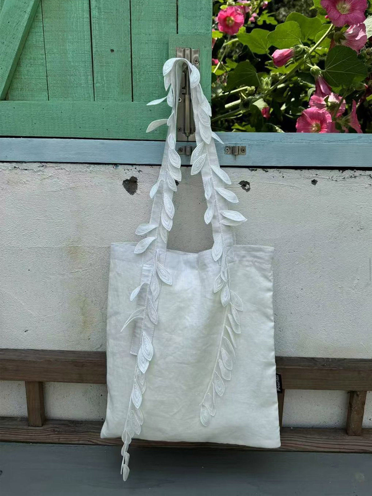 Cotton-Linen Embroidered Fringed Tote Bag White One Size
