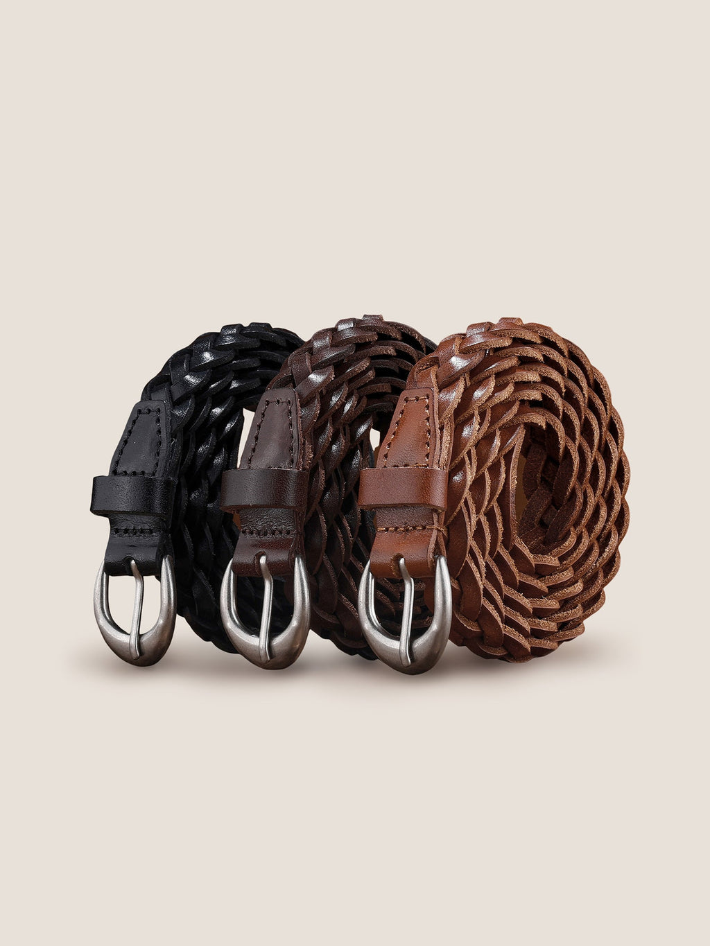 Premium Cowhide Retro Hand-Woven Twisted Thin Belt