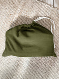 100% Linen Solid-Color Drawstring Storage Bag Olive Grove One Size