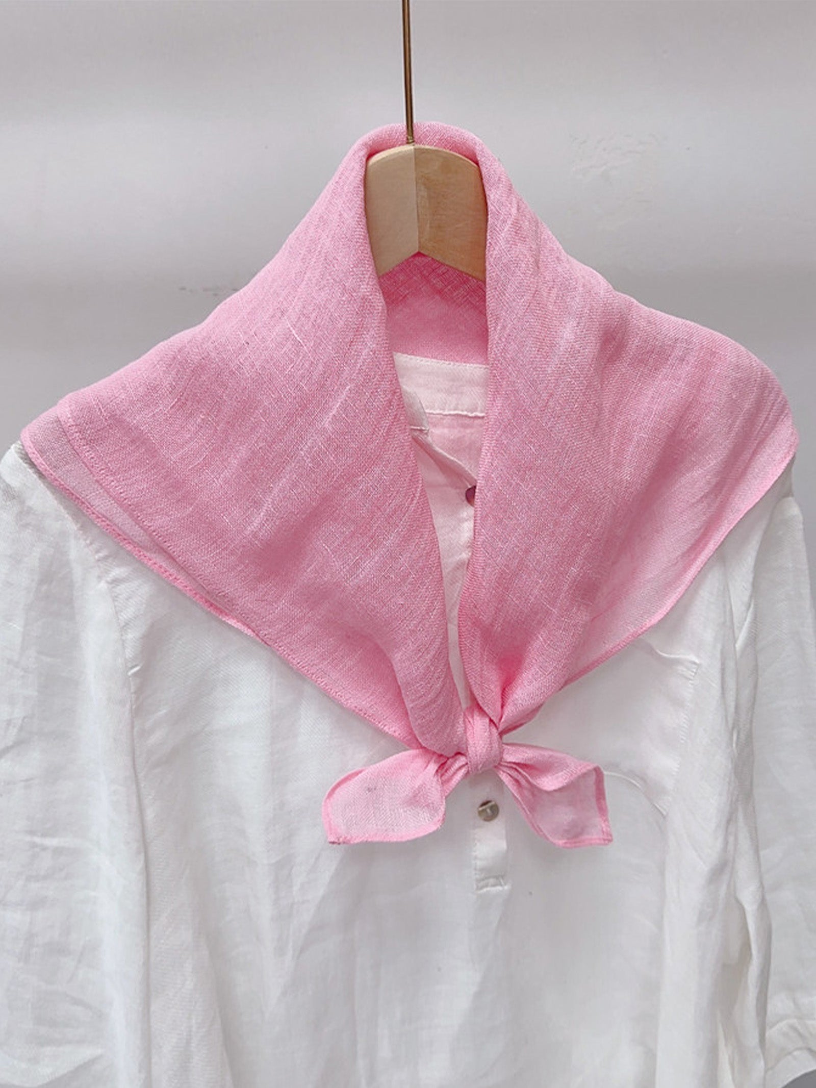 100% Linen Hand-Stitched Square Scarf Cherry Blush One Size