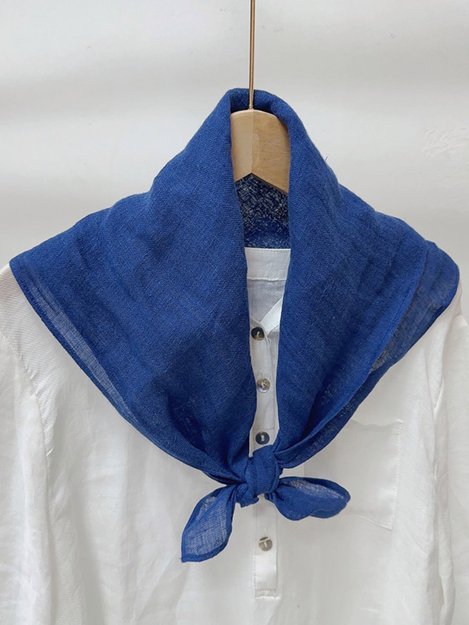 100% Linen Hand-Stitched Square Scarf Deep Navy One Size