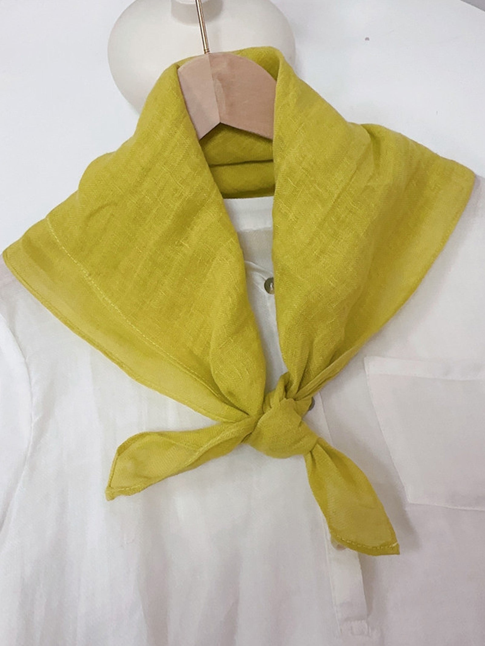 100% Linen Hand-Stitched Square Scarf Ginger One Size
