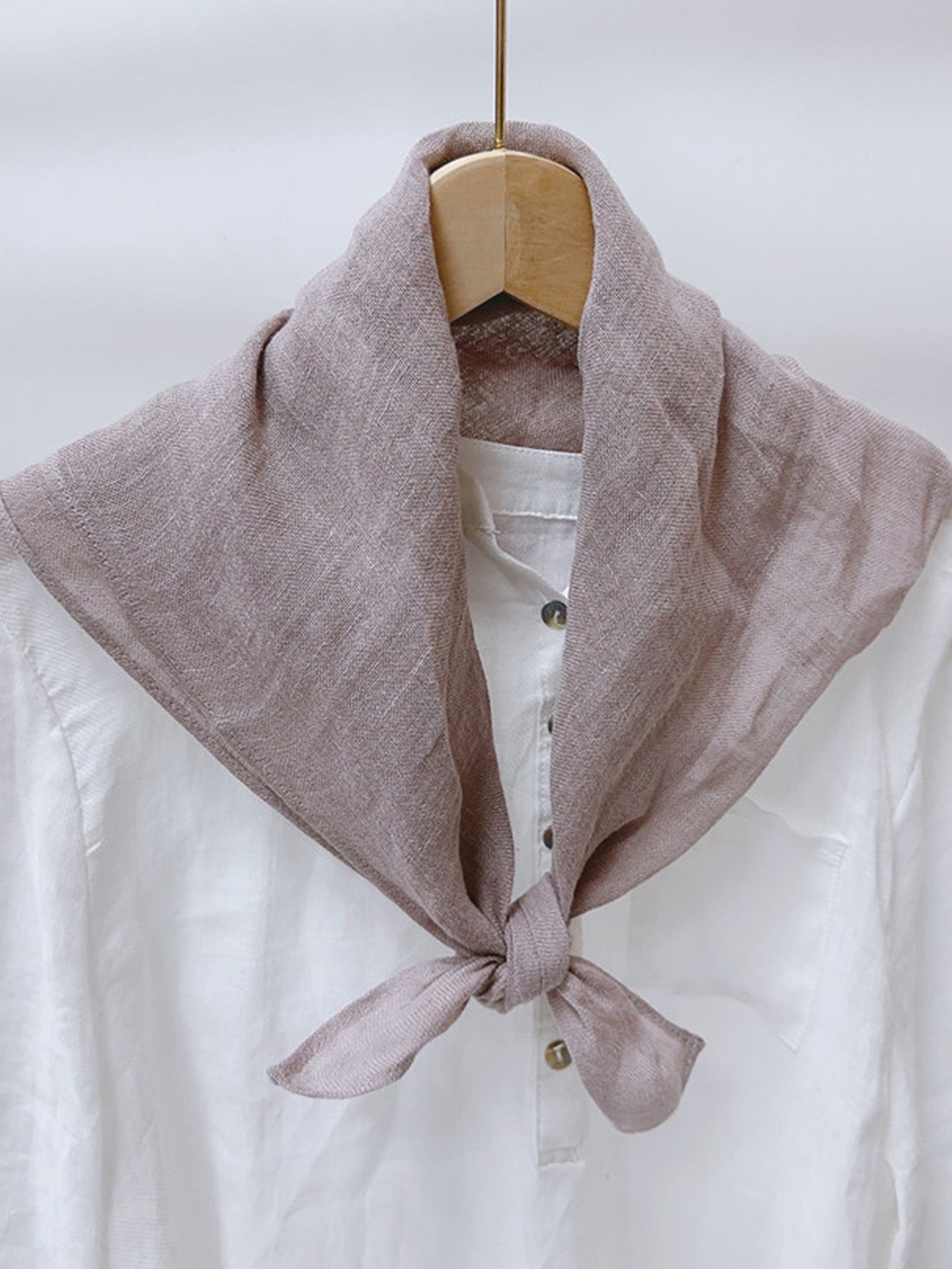 100% Linen Hand-Stitched Square Scarf Lotus Blush One Size