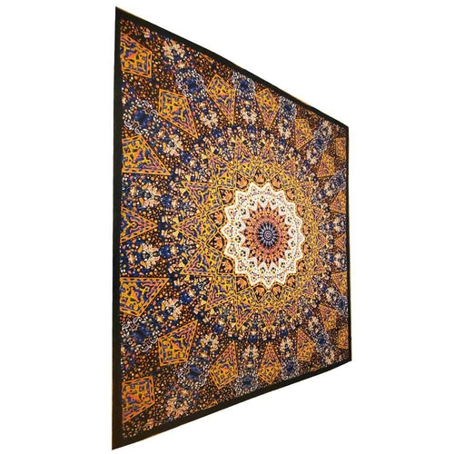 Chakra Elephant Mandala Tapestry Wall Hanging Decor 90 x 80 Black Cotton