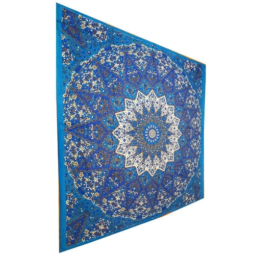 Chakra Elephant Mandala Tapestry Wall Hanging Decor 90 x 80 Blue Cotton