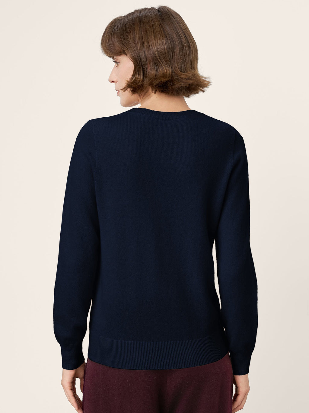 100% Mongolian Cashmere Seamless Ribbed Trims Crewneck Sweater TAWNY
