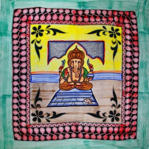 Ganesha Pastel Tapestry With Tassels for Meditation 90 x 80 Cotton Ganesha