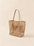 Large Lightweight Mesh Beach Tote Bag Sandproof Travel Bag Brown One Size