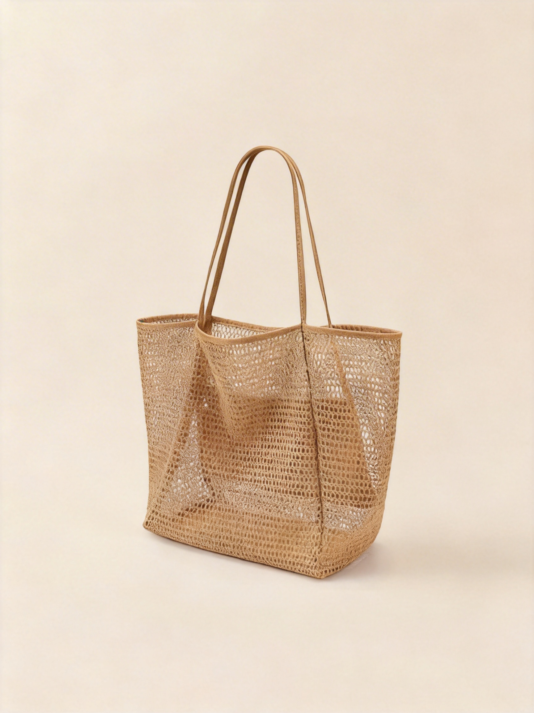 Large Lightweight Mesh Beach Tote Bag Sandproof Travel Bag Brown One Size