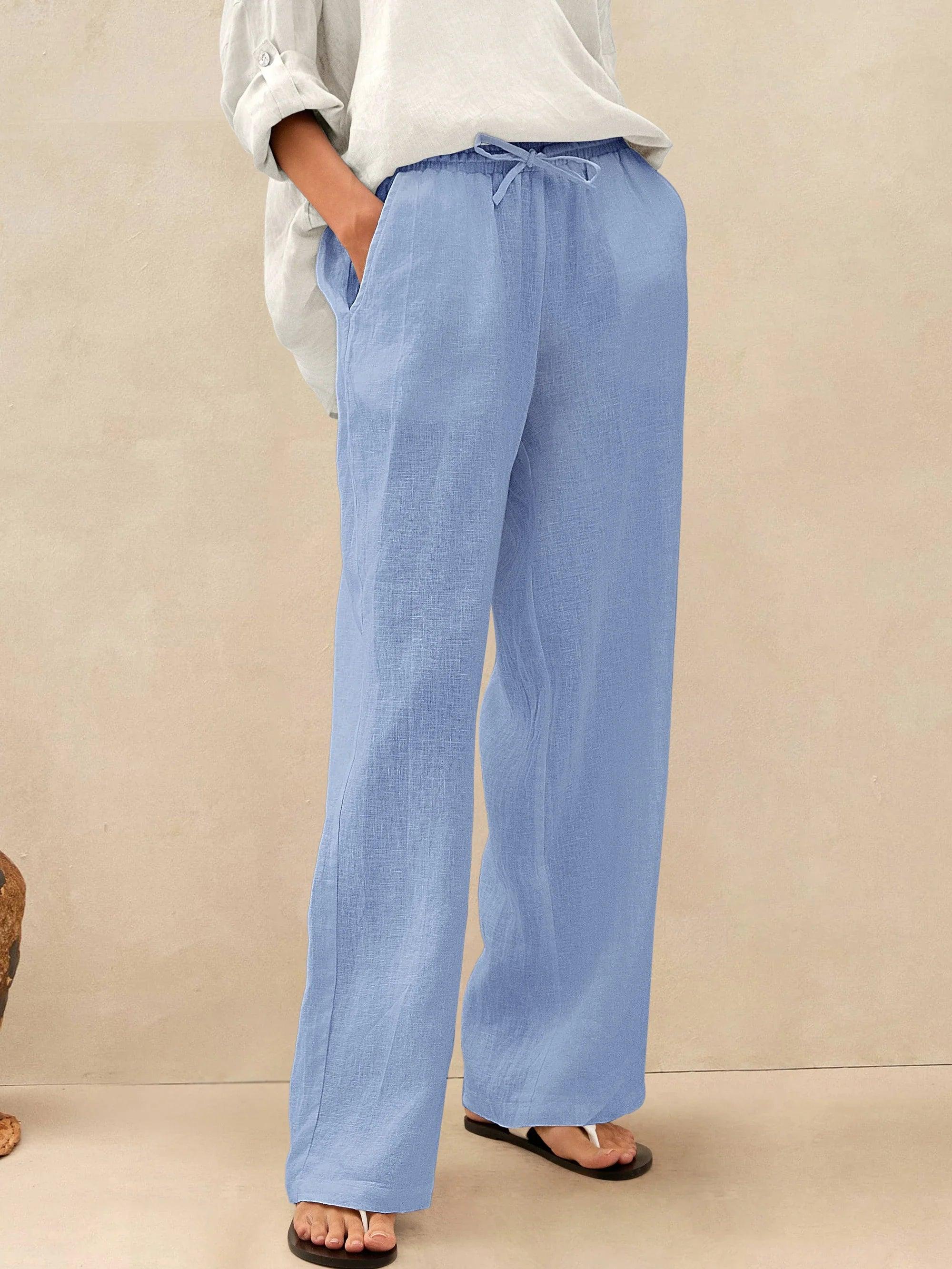 100% Linen Classic Pants LYON Cerulean